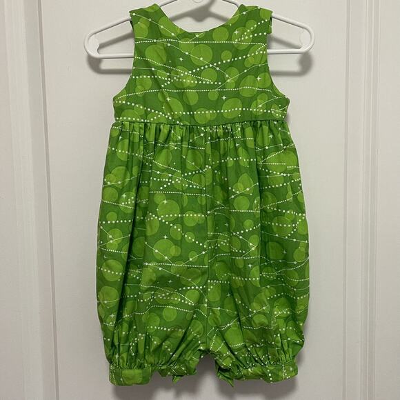 Baby Girls Red Bow Green Bubble Short Romper Size 6M - Picture 5 of 9